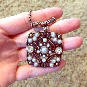 Bronze and pearl necklace